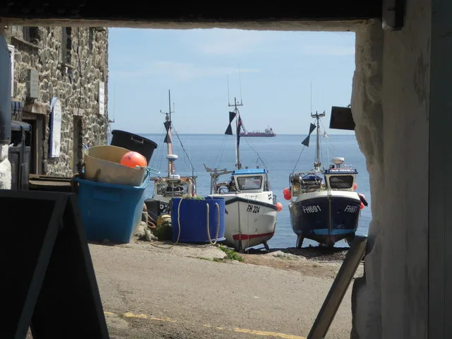 Fishing boats drawn up at Cadgwith harbour